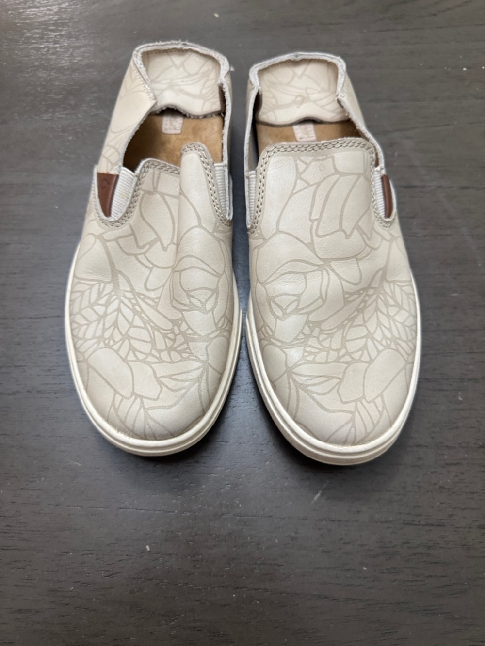 OluKai Women’s Slip-On Loafers in Light Cream Floral
